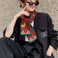 Original Christmas&Cartoon Print Contrast Color Knitting Scarf