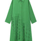 Stylish Solid Color Asymmetric Lapel Long Sleeves Midi Dress