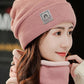 Casual Solid Color Keep Warm Knitted Scarf&Hat Two Pieces Set