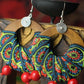 Vintage Wood Cloth Embroidered Earrings