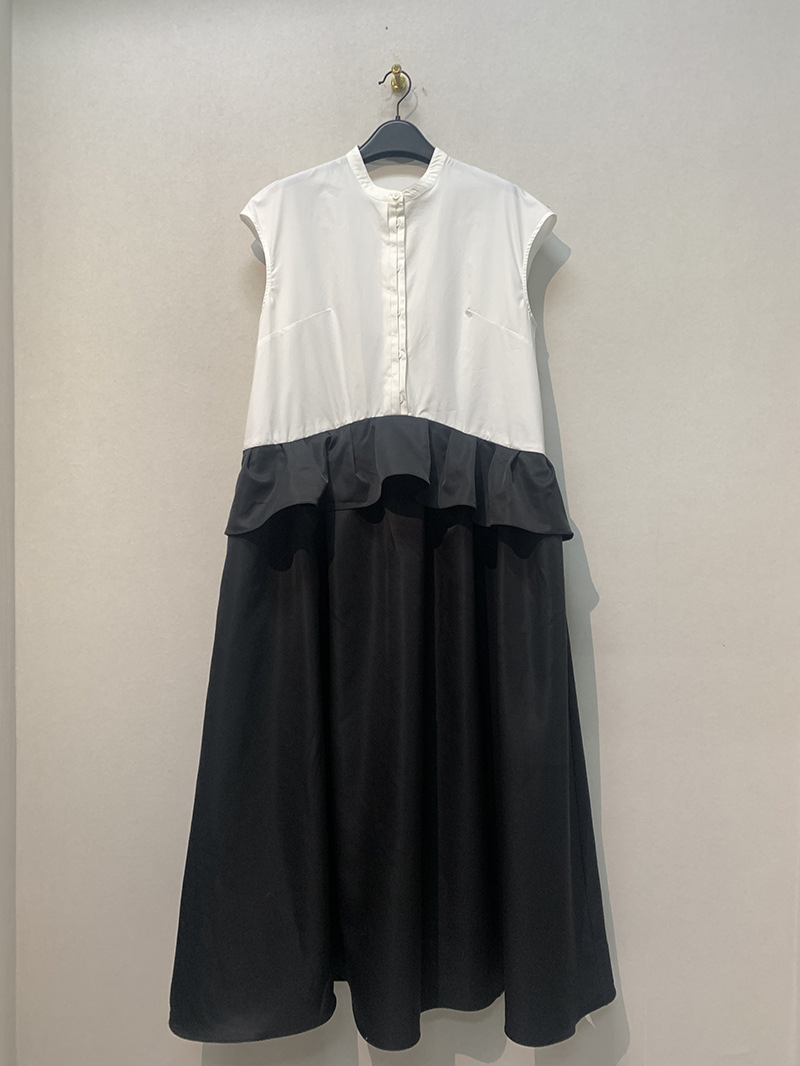 Fashion Sleeveless Round Neck Panel Long Dress