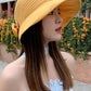 Stylish Solid Color Split-Joint Bow-Embellished Sun-Protection Large Wide Brim Knitted Hat