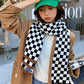 Original Imitated Cashmere Knitting Contrast Color Checkered Scarf