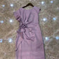 Trendy Pleated Rose Dress