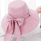 Original Bow-Embellished Sun-Protection Large Wide Brim Bucket Hat