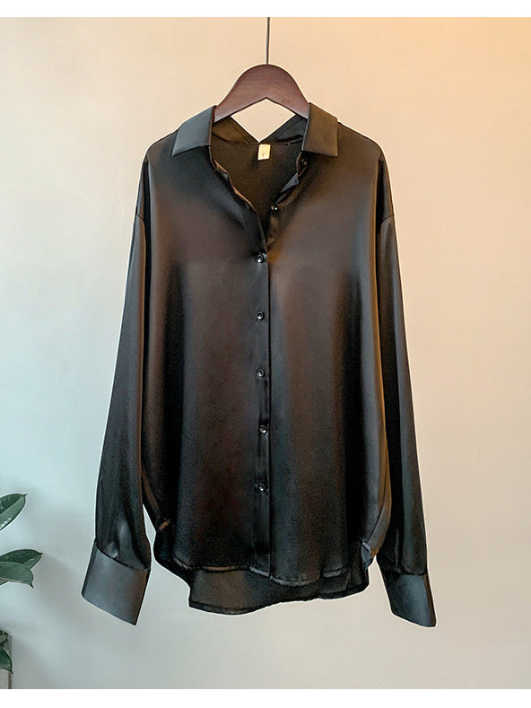 Long Sleeve Vintage Satin Shirts