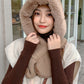 Casual Warm Solid Color With Scarf Knitted Hat