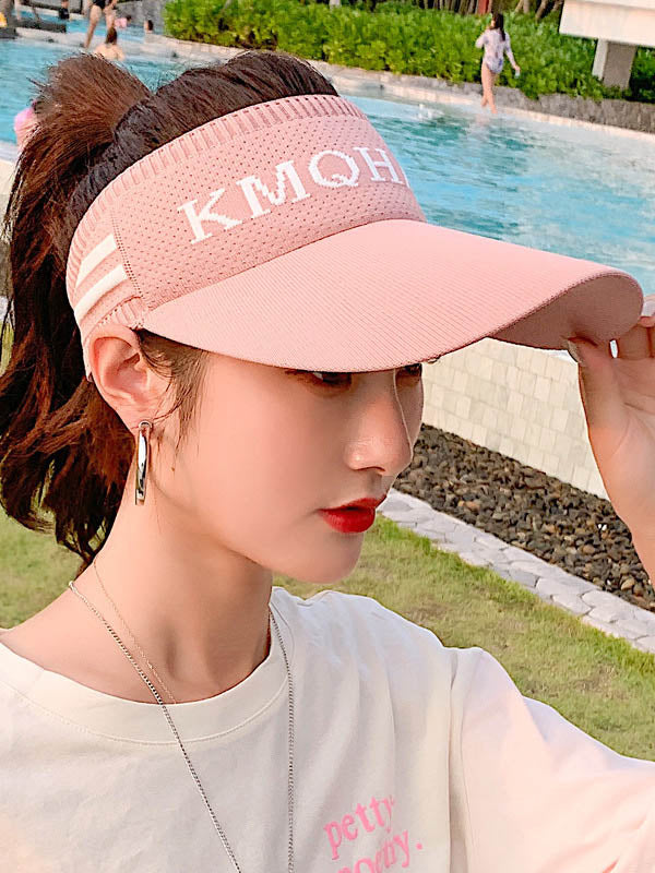Leisure Letter Print Sun-Protection Empty Top Caps