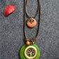 Wood Two-Pieces Tree&Bowknot Pendant Necklace