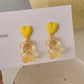Girlish Candy Color See-Through Bear Earrings
